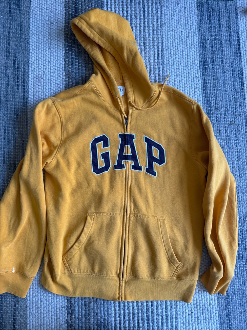GAP Kids Mustard Yellow Full-Zip Hoodie with Navy Logo